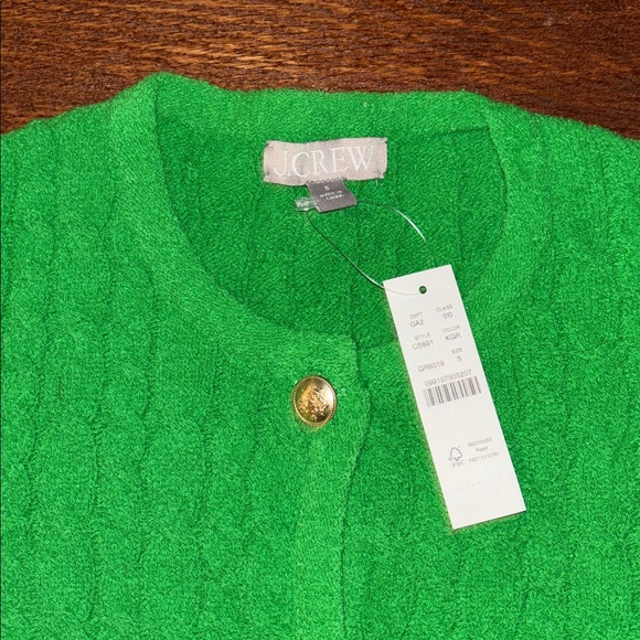 J.Crew Odette cable knit sweater lady jacket in cotton blend boucle Small - Picture 4 of 7